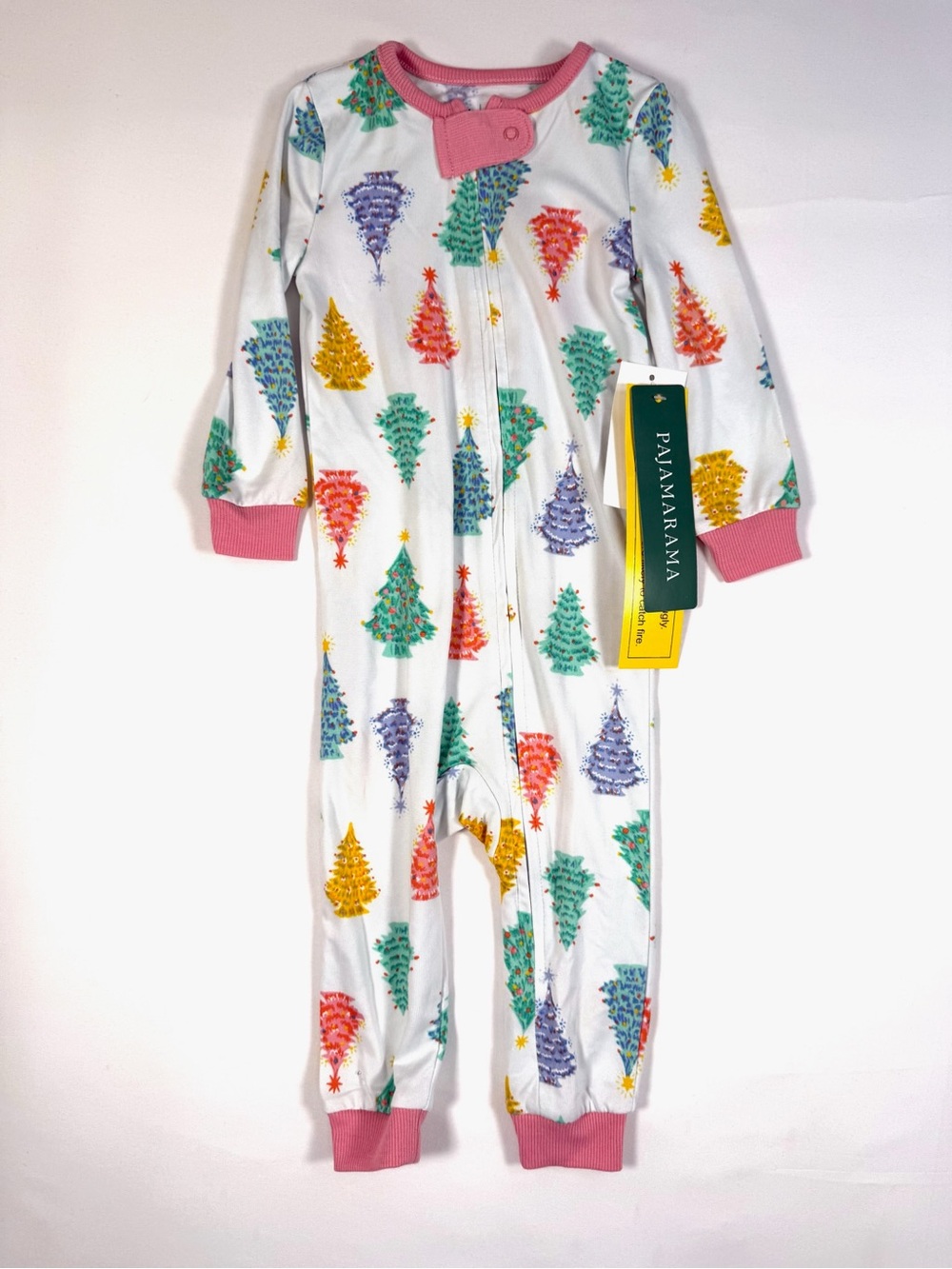 NWT‎ PAJAMARAMA Baby Unisex Christmas Tree Colorful Holiday Sleeper Pajamas 12M